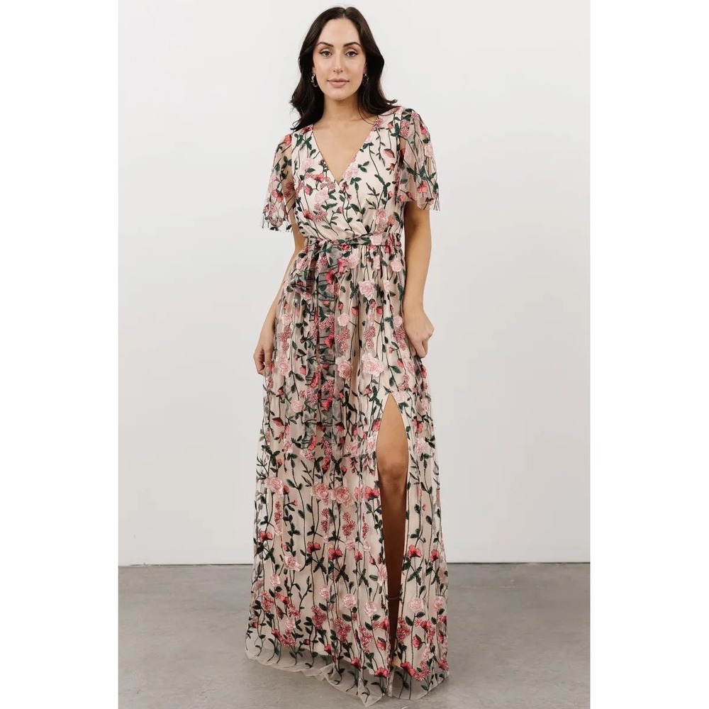 Baltic Born Marseille Embossed Maxi Dress in Rose Garden, Women's Size Small